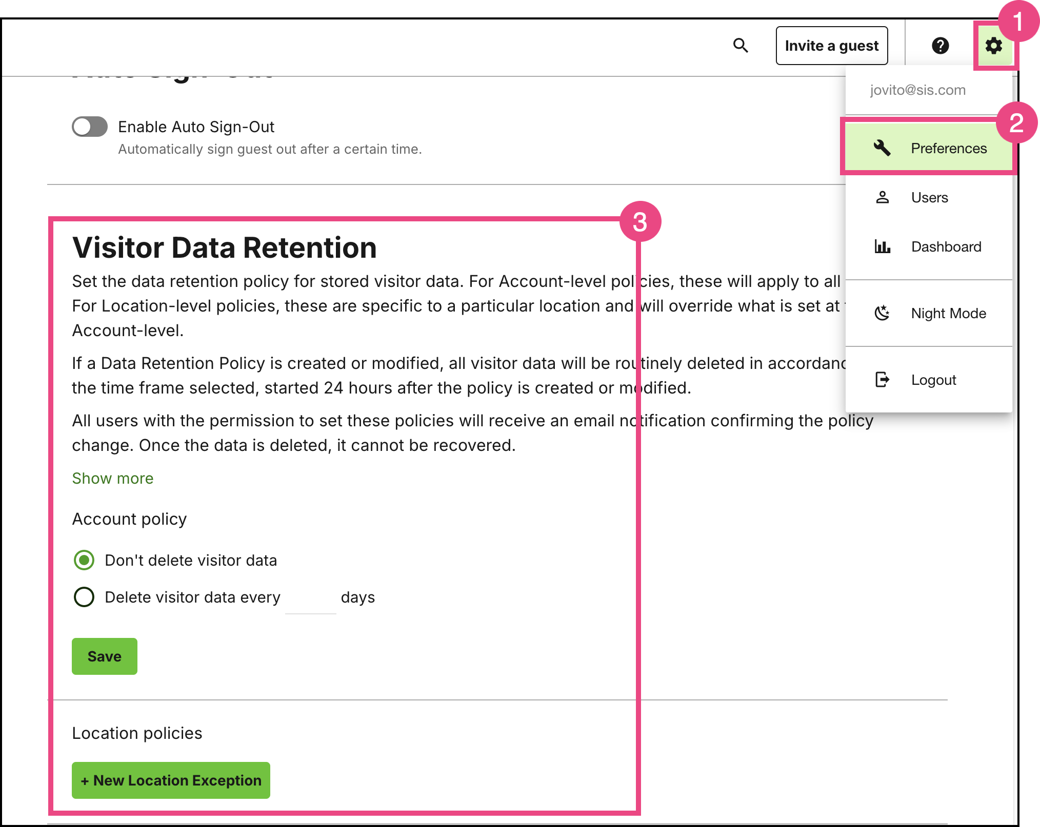 How do I set up Data Deletion in my Account? | Visitor Management