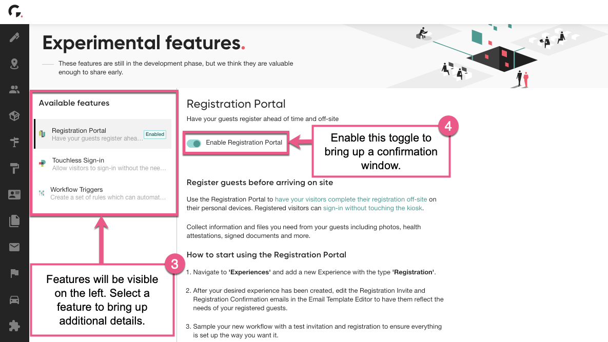 How do I use Experimental Features? | Visitor Management